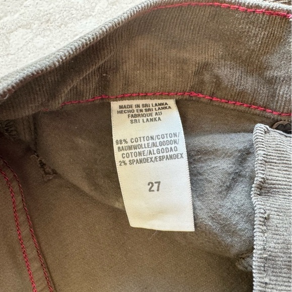 Lucky Brand Charlie Skinny Corduroy Olive Green Pants Size 27 - Picture 4 of 9